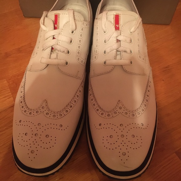 Prada Brogues in white. Size 13 US. Worn less than 5x. Authentic. No tread wear. - Picture 2 of 7